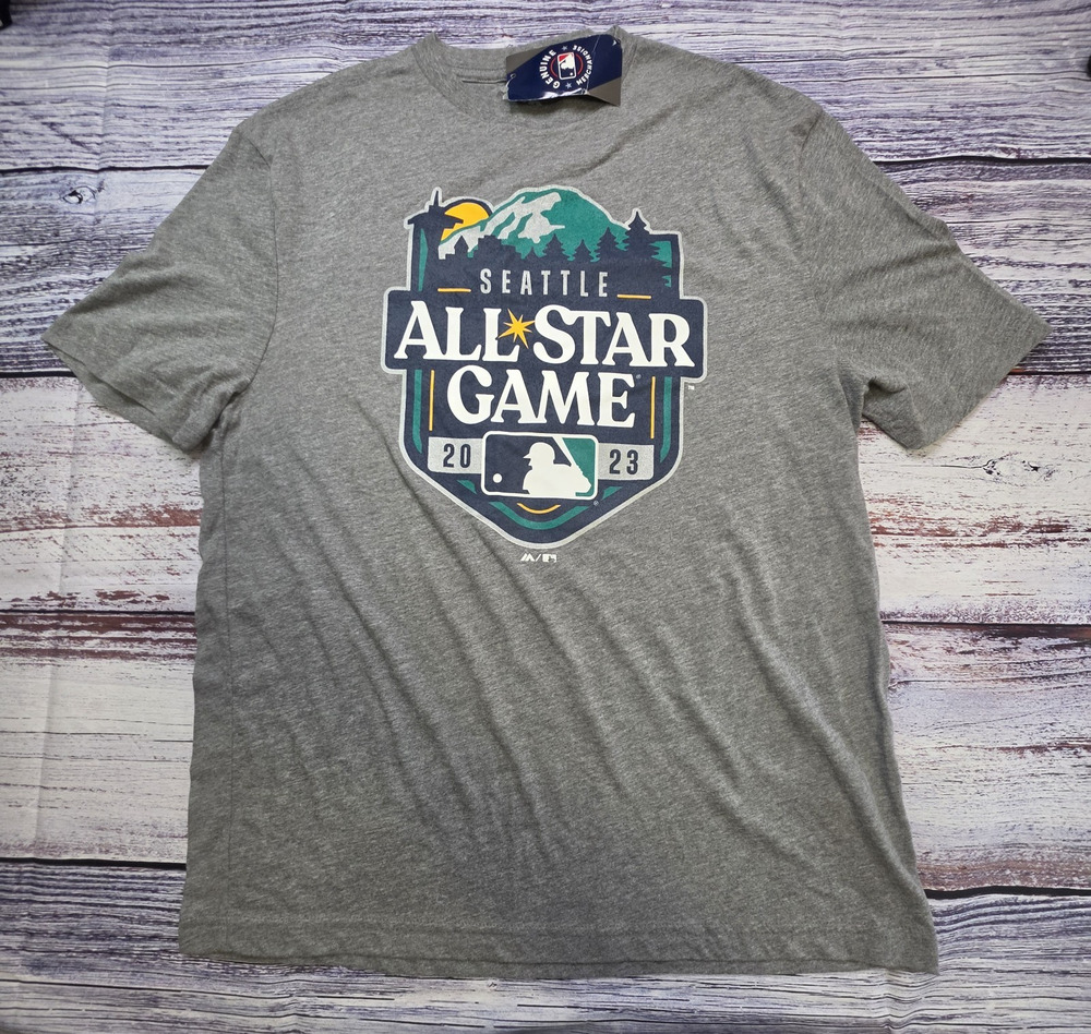 NWT Majestic MLB Seattle Mariners All Star Game Graphic T-Shirt Gray Size L
